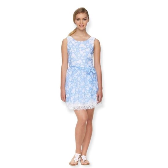 Disney Dress Size Small Blue White Floral Alice in Wonderland Floral Lace - Picture 1 of 15